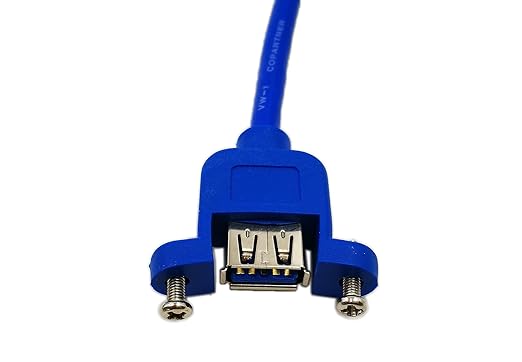 zdyCGTime 12" Panel Mount USB 3.0 A Female to Right Angled USB B Male Extension Cable with Screws(Blue)