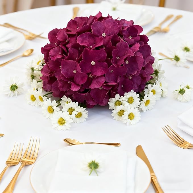 100PCS Artificial Hydrangea Flowers, Fake Flowers Silk Hydrangea Full Flowers Heads with Stems for Wedding Home Party Shop Baby Shower Decor (Fuchsia)