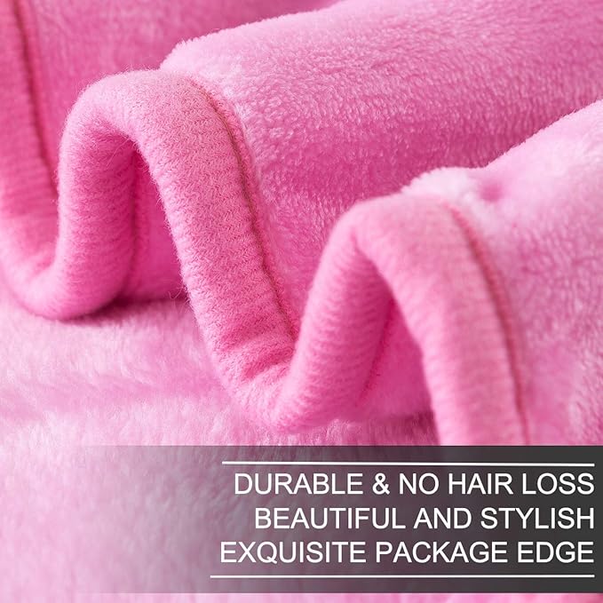 Fleece Blankets Travel Size for All Season 350GSM - Premium Lightweight Anti-Static Throw for Bed Extra Soft Brush Fabric Warm Sofa Thermal Blanket 50" x 61"(Pink Travel)