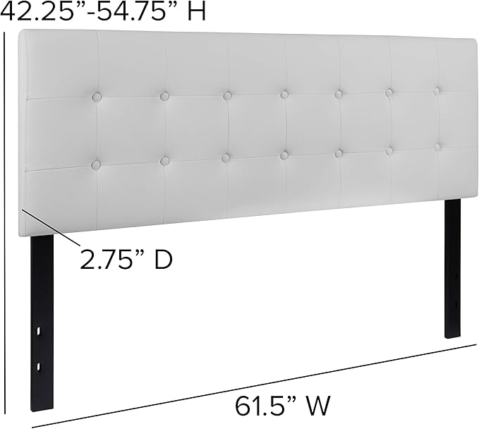 Flash Furniture Lennox Tufted Upholstered Queen Size Headboard in White Vinyl