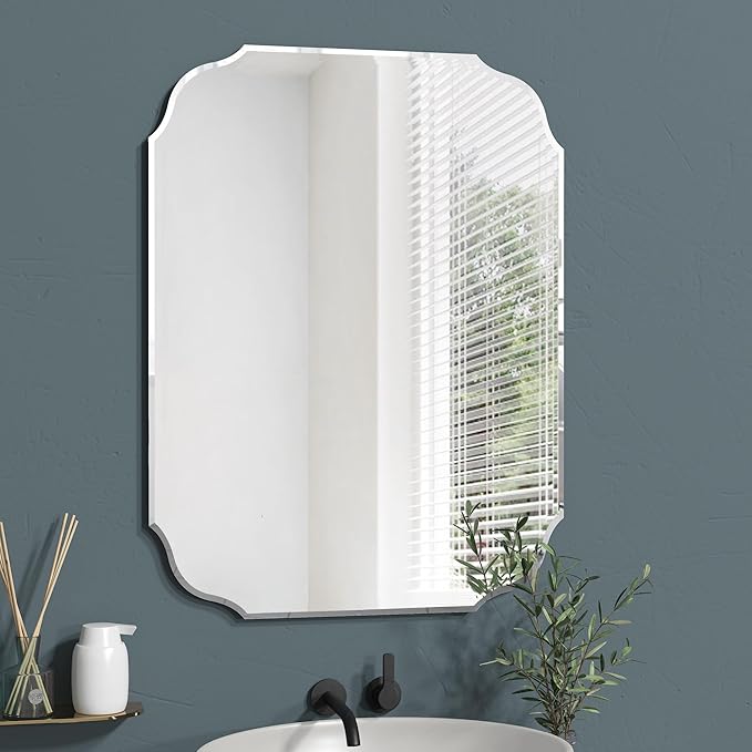 Silver Wall Mirror-Beveled Edge Frameless Mirrors for Bathroom, Vanity, Bedroom, Rectangle Mirrors（17.8X23.7inch）