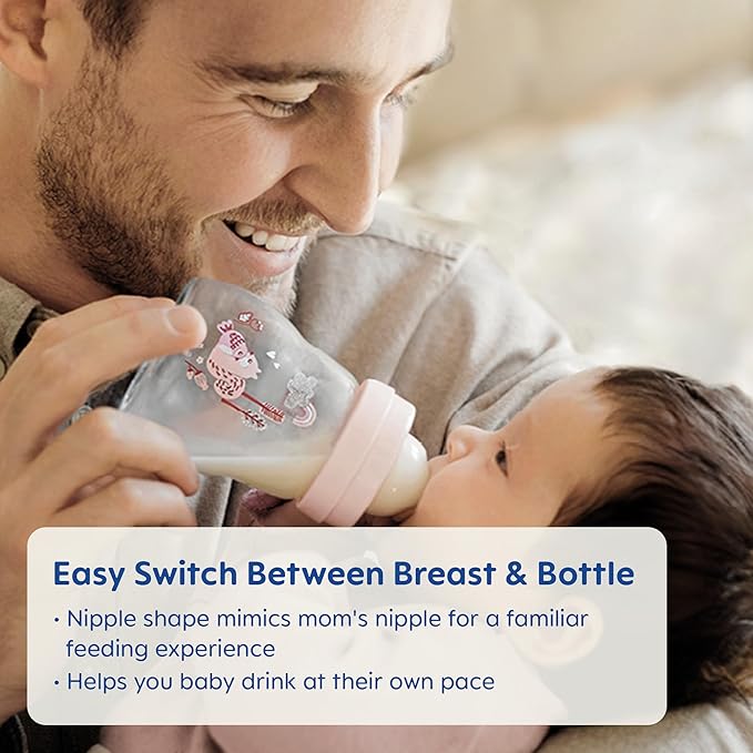 MAM Premium Glass Baby Bottles, Easy Switch Between Breast and Bottle, Feel Good Medium Flow, Newborn Essentials Must Have, 2+ Months, BPA Free, 9oz, Unisex, 1 Pack