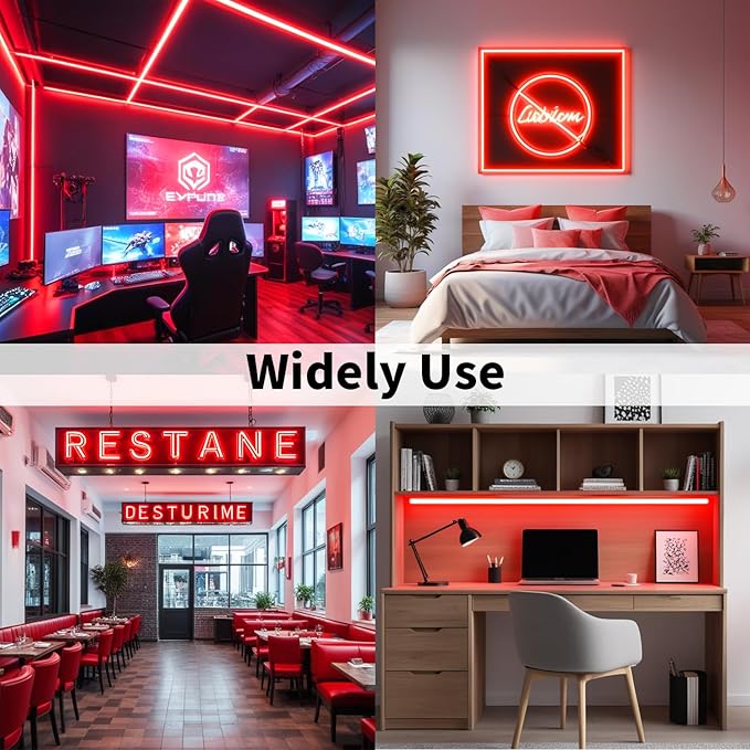 iNextStation 32.8ft/10M Red LED Strip Light, 24V 2835 SMD 600 LEDs Flexible Cuttable Waterproof LED Tape Light for Bedroom Kitchen Cabinet Wardrobe TV (No Plug)