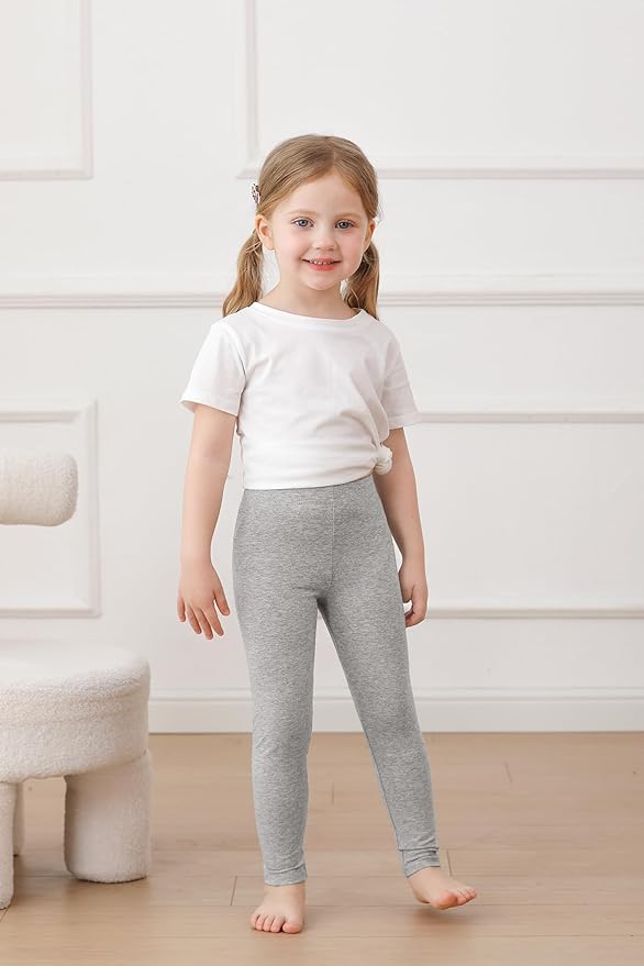 Resinta 4 Packs Toddler and Baby Girls Cotton Leggings Full Length Pants Stretchy Soft Tights Pants for Kids