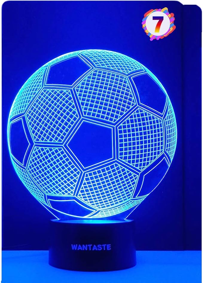 3D Soccer Decor Lamp Gifts for Boys Girls Room, Night Light Toys with Remote, 7 Colors Changing Bedside Nightlight for Kids Baby