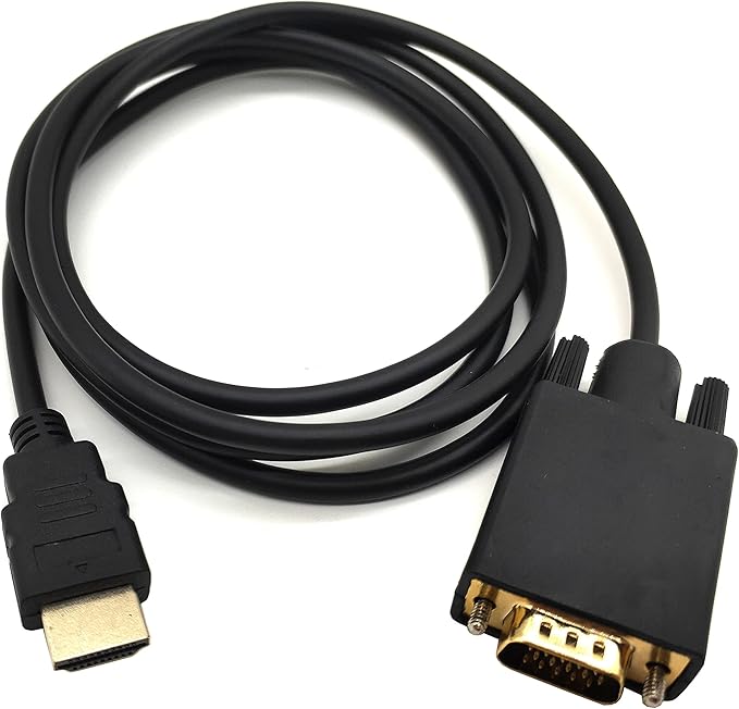 Halokny HDMI to VGA Adapter Cable, 6ft/1.8m Gold-Plated 1080P HDMI Male to VGA Male Active Video Converter Cord Support Notebook PC DVD Player Laptop HDTV to D-SUB HD 15 Pin VGA Monitors Projector