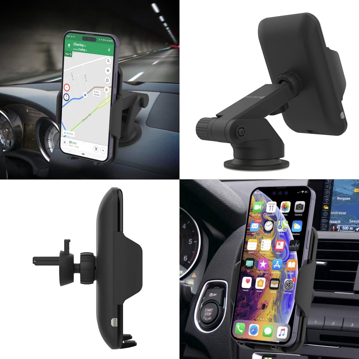 Punkcase Wireless Car Charger [Infrared Series] 10W Fast Charging Car Phone Holder Mount for iPhone, Galaxy, Most Other