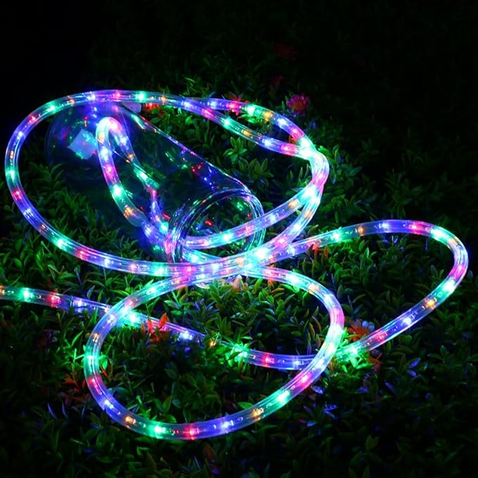 Brizled Multicolor Rope Lights,18ft 216 LED Christmas Rope Lights Waterproof, 120V ETL Flexible Tube Light Connectable Plugin Color Xmas Lighting for Garden, Patio, Party, Xmas, Holiday Decorations