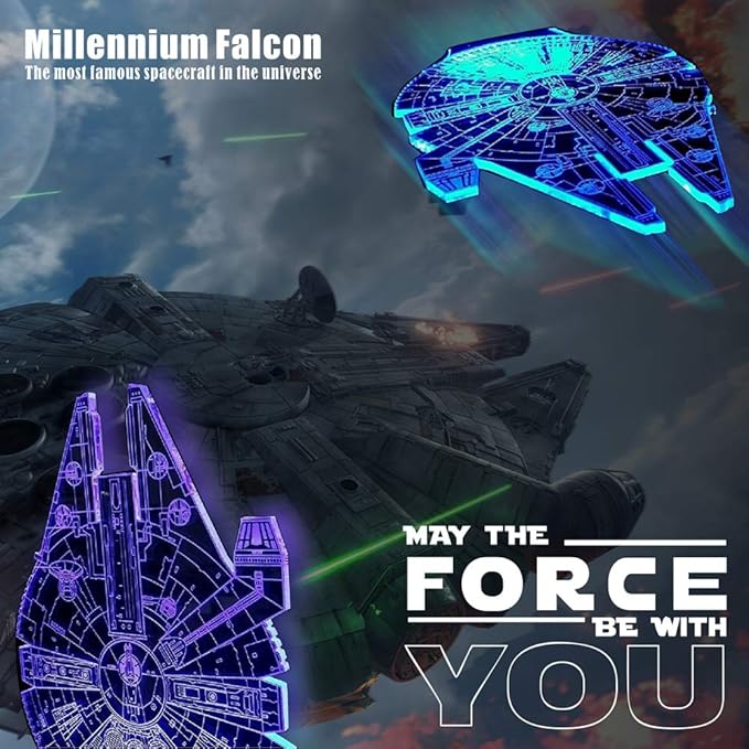 MOSSOM 2 Bases 5 Patterns Star Wars Gifts 3D Illusion Lamp - Star Wars Toys LED Night Light for Kids Room Decor, 7 Color Change, Cool Gifts for Men, Women, Boys, Girls