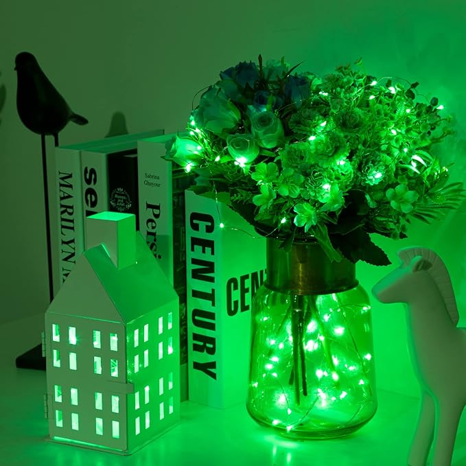 12-Pack LED Fairy Lights 7 Feet Battery Powered Waterproof Silver Wire 20 Slim Copper Wire Pastel Lights for DIY Wedding Party Bedroom Patio Easter Christmas (Green)