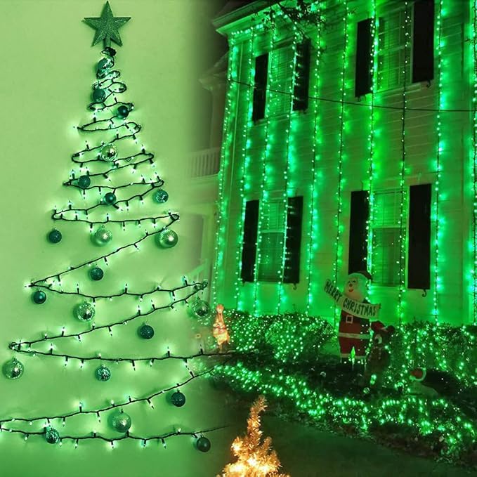 ODEETRONIC Green Christmas Lights, 21.63ft 100 Count Incandescent Christmas Mini Lights Connectable, 120V UL Certified St. Patrick's Day Light Outdoor Tree Light Waterproof for Indoor Party Decoration