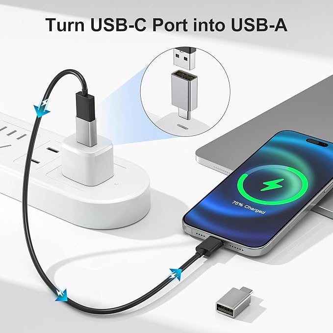 Elebase USB C Adapter for New iPhone 17 16 4Pack,USBC Male to USB 3.0 Female Adapter,Type C Thunderbolt 4 OTG Converter for Receivers Dongles,Hard Disk,Printers,Camera,Tablet,Laptop,Microsoft Surface