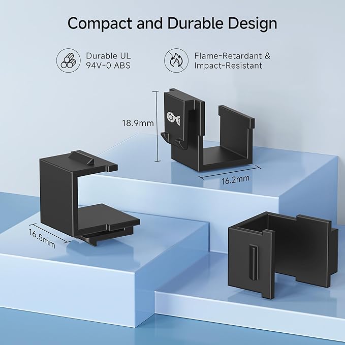 Cable Matters 20-Pack Blank Keystone Jack Inserts in Black, Blank Inserts for Keystone Wall Plates/Patch Panels