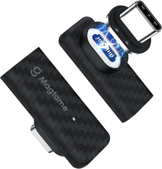 Magtame 2Pack 240W Magnetic USB C Right Angle Adapter, 24-Pin 90°USB-C Extender with Carbon Fiber Plastic Shell, Dust-Proof 40Gbps Fast Charging & 4K Video for Laptop, iPhone 17/16, USB4 Device Black