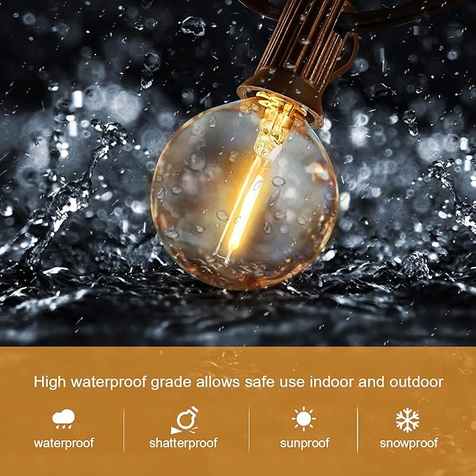 LED 30FT Outdoor String Lights with Remote Waterproof Patio Lights 27 Dimmable G40 Bulbs, Outdoor Globe String Lights Decorative Backyard Bistro Garden Balcony Cafe Lights