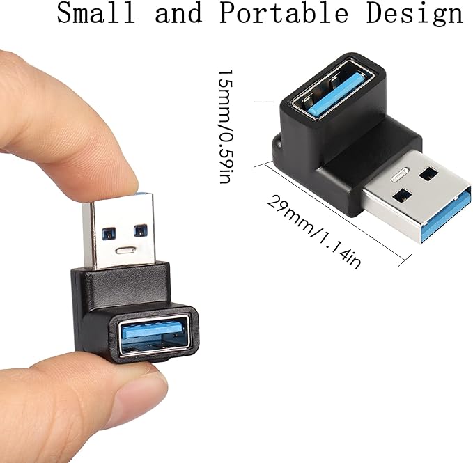 QIANRENON 90 Degree USB 3.1 Adapter USB A Male to Female Right Angle Connector 10Gbps USB Type A 3.1 Data Transfer Converter Coupler OTG for PC Laptop Power Bnak 2Pcs