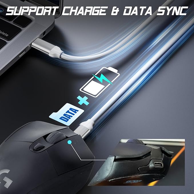 USB-C Adapter Compatible with Logitech G703/G403 Wireless Gaming Mouse,Micro USB to Type-C Converter | Model-Specific Fit | Support Charge & Data Sync | 3-Second Install | 10K+ Durability