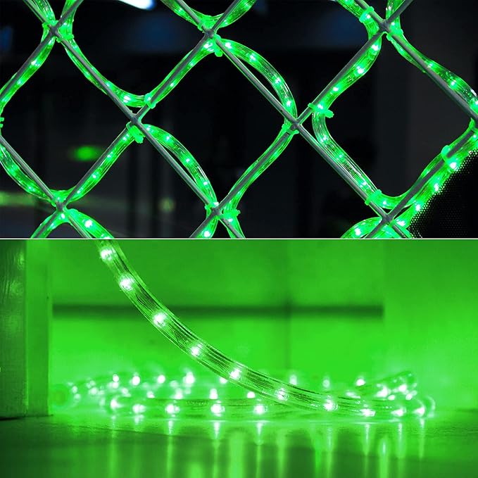 Brizled Green Rope Lights, 18ft 216 LED Christmas Rope Lights Connectable, 120V Plugin Green Tube Light Waterproof Indoor Outdoor Clear Christmas Tube Light for Xmas Patio Garden Party Home Decoration