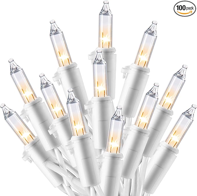 JOIEDOMI Christmas String Lights Indoor,100 Count Mini Warm Fairy Light,21.5FT Lighting Decor for Patio Dorm Classroom Bedroom Holiday Wedding Party Garland Birthday Festival Valentines Day,White Wire