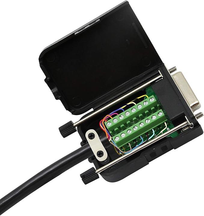 CERRXIAN DB15 Breakout Connector, DB15 D-SUB Female Solderless Serial to Screw Wiring Terminal Signal Module Breakout PCB Board with Plastic Case & Screws Long Bolt (Black) (FB)