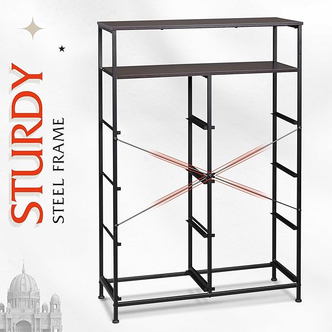 WLIVE Fabric Dresser for Bedroom with Open Shelves, Tall Dresser with 8 Drawers, Storage Tower with Fabric Bins, Chest of Drawers for Closet, Living Room, Hallway, Charcoal Gray