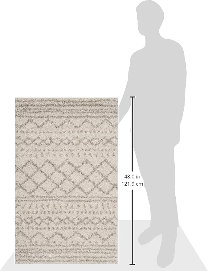 SAFAVIEH Arizona Shag Collection Accent Rug - 2'6" x 4', Ivory & Beige, Moroccan Design, Non-Shedding & Easy Care, 1.6-inch Thick Ideal for High Traffic Areas in Foyer, Living Room, Bedroom (ASG741A)