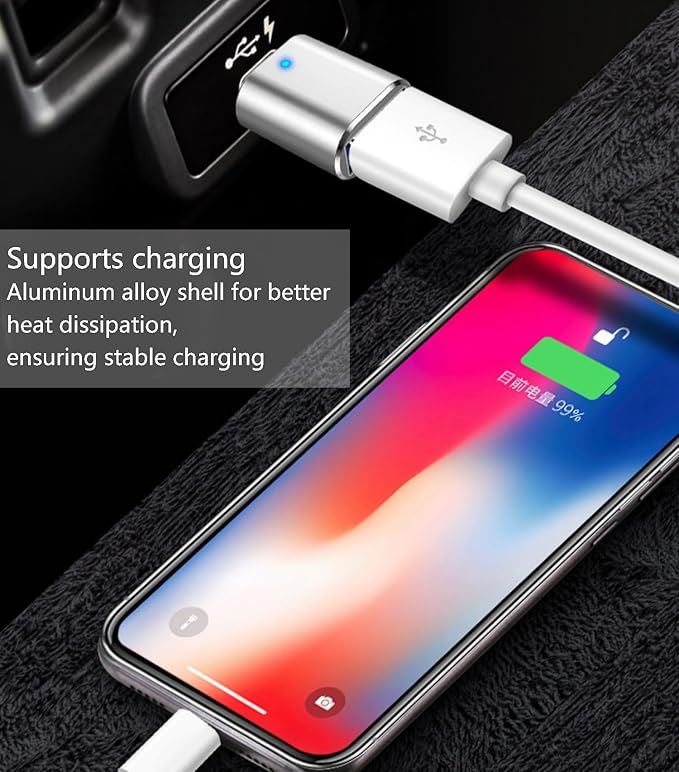 USB C Male to USB 3.0 Female Adapter, USB-C to USB-A [2-Pack] Adapter for Charging, 5Gbps Data Transfer and OTG - Silver