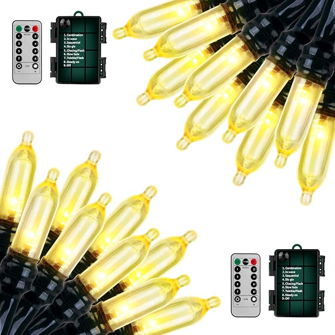 Christmas Lights, Battery Operated String Lights 18ft 50 LED Mini String Lights, Waterproof Lights with Remote Timer 8 Modes, Indoor Outdoor Garden Party Wedding Xmas Tree Decoration, Warm White