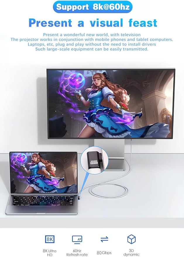 Duttek 80Gbps Right Angle USB-C Adapter, Up to [8K@60Hz Video, 240W Charging, 80Gbps Data Transfer] 90 Degree USB C Extender Adapter for Thunderbolt 5/4, iPhone 16, Steam Deck 2 Pack