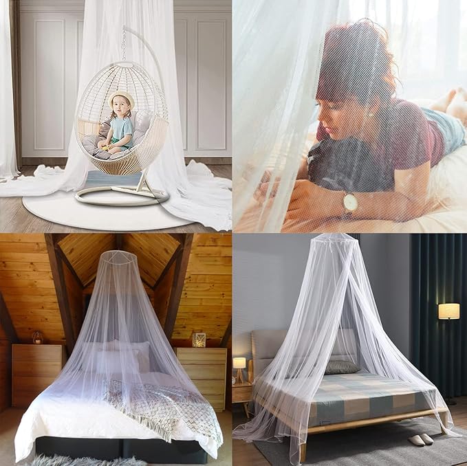 Mosquito Net Bed Canopy for Girls,King Canopy Bed Curtains Full Queen Size from Ceiling,Dome Mosquito Netting Bed Tent Twin Girls Princess Canopy Bed White Decor for Baby Crib,Kid Bed and Adult Beds
