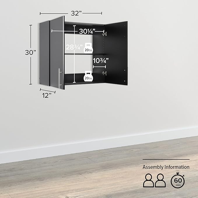 Prepac Elite 32 inch Wall Cabinet, Black