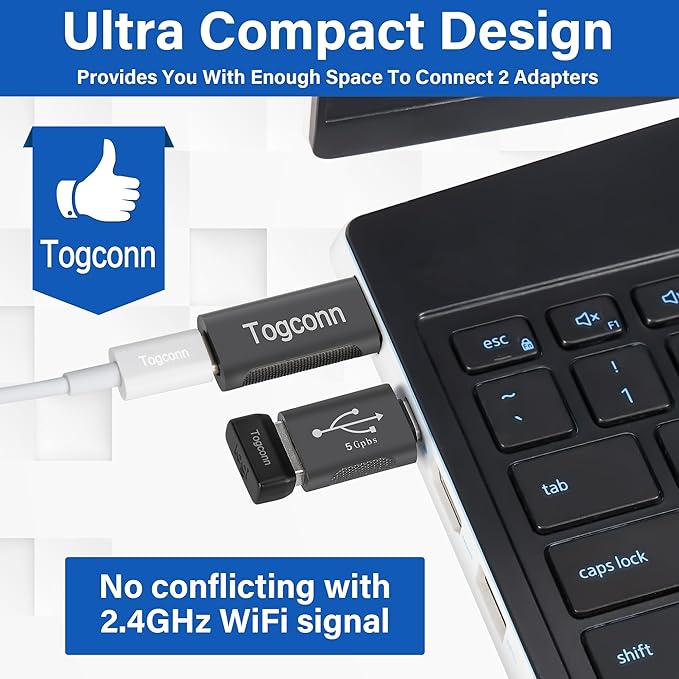 USB 3.0 to USB C 3.1 Adapter (4 Pack), [Slim Design, Side-by-Side Use] USB-A (Male) to USB-C (Female) & USB Type-C (Male) to USB-A (Female) Converter Connector Supports Charge & 5Gbps Data Sync