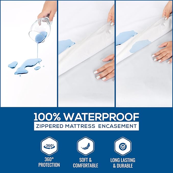 Utopia Bedding Zippered Mattress Encasement Twin XL, 100% Waterproof Bed Bug and Dust Mite Proof Mattress Protector, Absorbent Six-Sided Mattress Cover