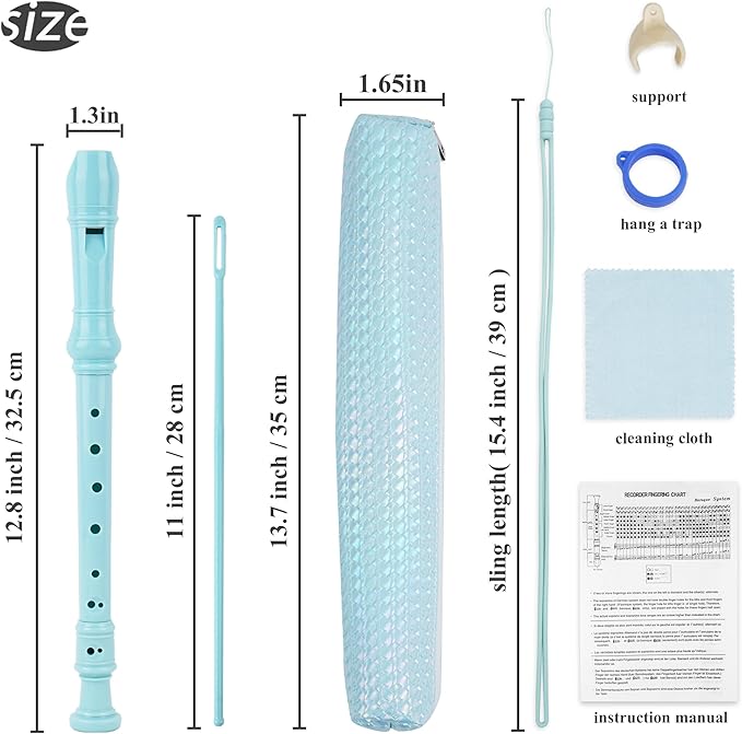 Recorder Instrument for Beginner Kids Adults,8-Hole Soprano Descant Recorder Music Flute with with Cleaning Rod & Leather Case For School Student Home Entertainment(2-Flash Woven Blue)