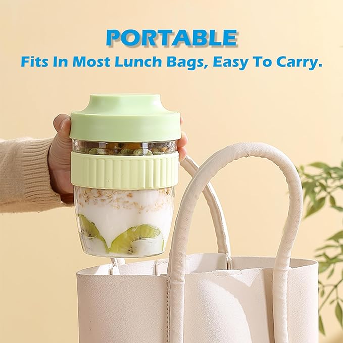 Breakfast On The Go Cups, Overnight Oats Containers With Lid And Folding Spoon, Take And Go Yogurt Cereal Snack Parfait Salad Containers For Lunch, Fruit & Vegetable Jar, 20 oz(Pink)