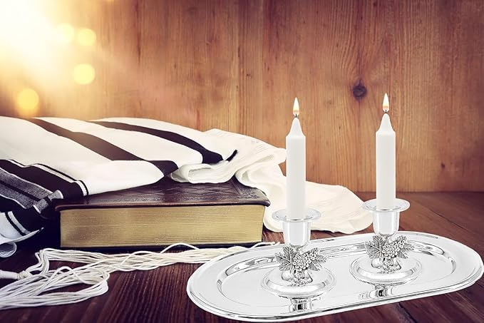 The Dreidel Company Shabbat Candlesticks Candle Holders Silver Plated, 2 Candlesticks Set (4 Sets)