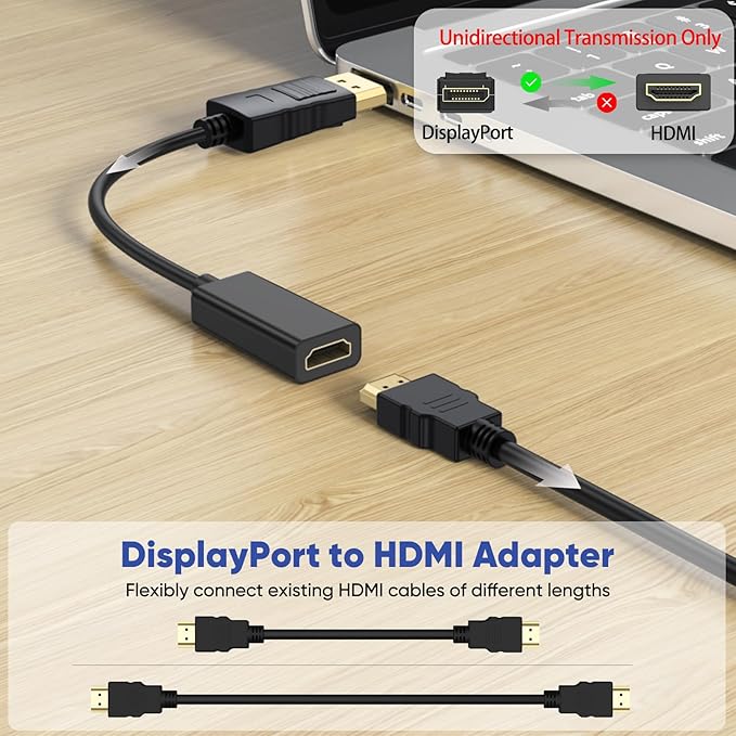 4K DisplayPort to HDMI Adapter 10 Pack, Display Port DP Male to HDMI Female Converter (Uni-Directional) Compatible with Laptop/Computer/AMD/NVIDIA, Monitor/HDTV/Projector