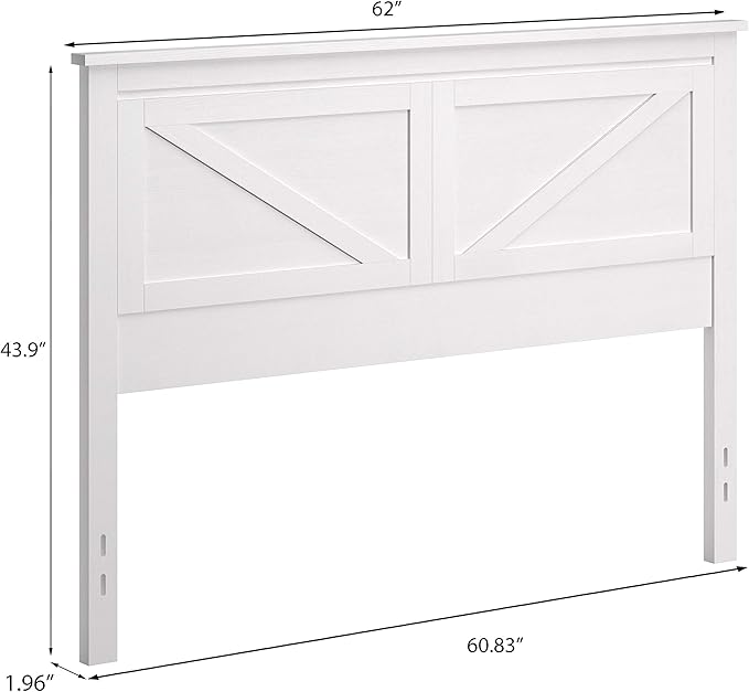 Glenwillow Home Farmhouse Style Wood Panel Headboard in Gloss White - Queen Size