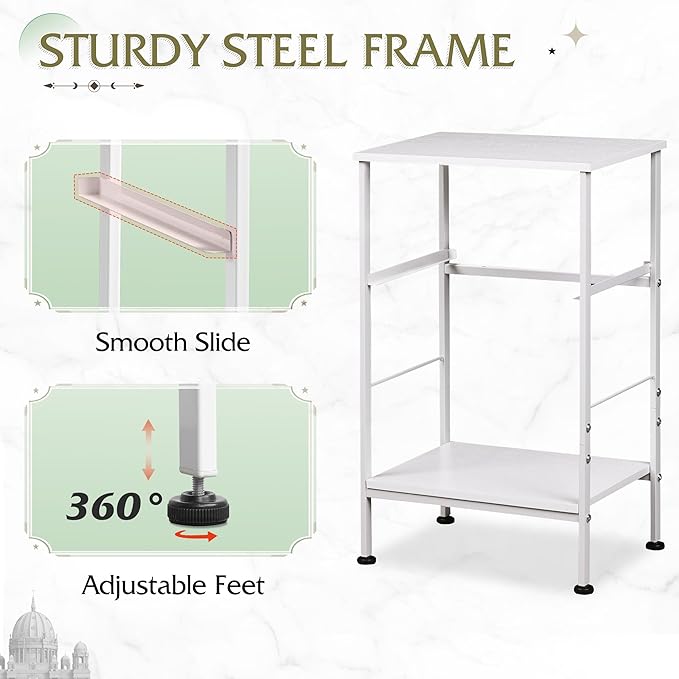 WLIVE Night Stand Set 2, White Nightstand with Fabric Storage Drawer and Open Wood Shelf, End Tables Dresser for Bedroom, Bed Side Table, Dorm, 25.03" Height