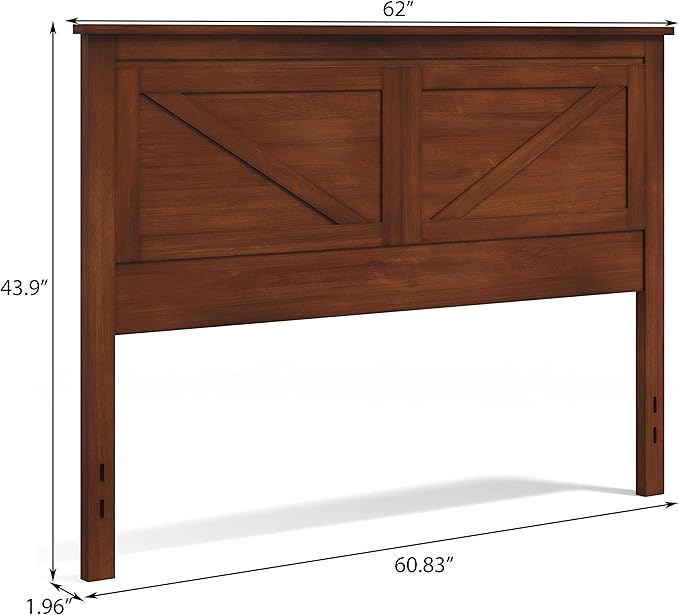 Glenwillow Home Farmhouse Style Wood Panel Headboard in Cherry - Queen Size