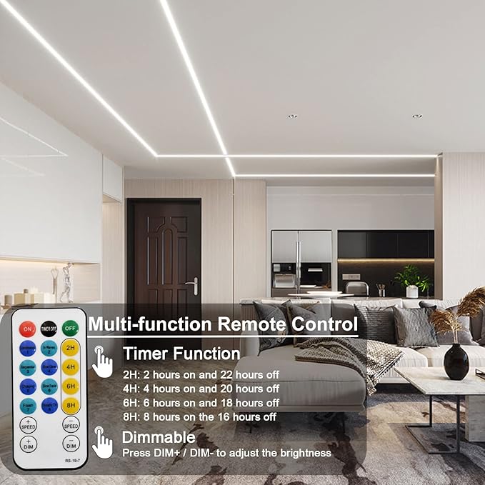 echosari Strip Lights Battery Operated, 16.5Ft 150 LED 2835 SMD Closet Strip Lights with Remote for Bedroom, Kitchen, Cabinet Décor (Cool White)