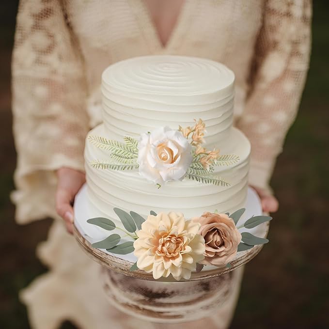 Artificial Flowers Combo Box Set Silk Flowers Fake Rose for DIY Floral Arrangements Wedding Bouquets Centerpieces Baby Shower Party Home Decorations（Nude Color）