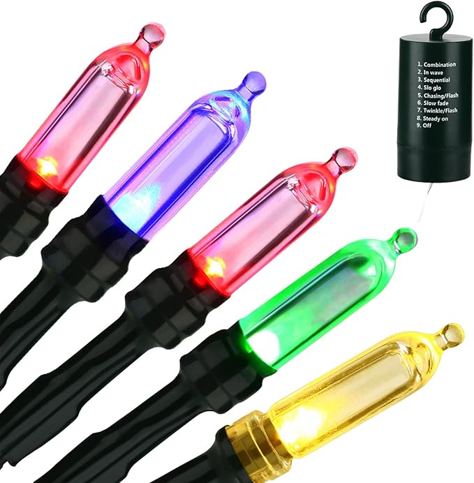 LYHOPE Battery Christmas Lights, 33ft 100 LED Christmas Lights Waterproof 8 Modes Battery Operated String Lights for Outdoor & Indoor, Xmas Tree, Wreaths, Holiday Decoration (Multicolor)