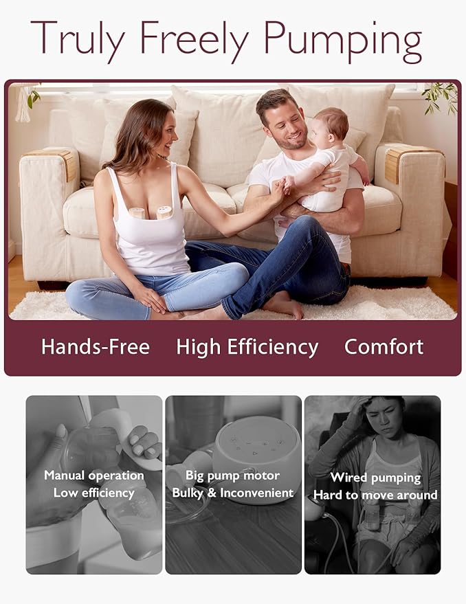 Momcozy Hands-Free Breast Pump S12 Pro, Wearable & Portable Pump with Soft DoubleFit Flange, 3 Modes | 9 Levels Double Electric Pump, Smart Display, 24mm, 2 Pack, Cozy Orange