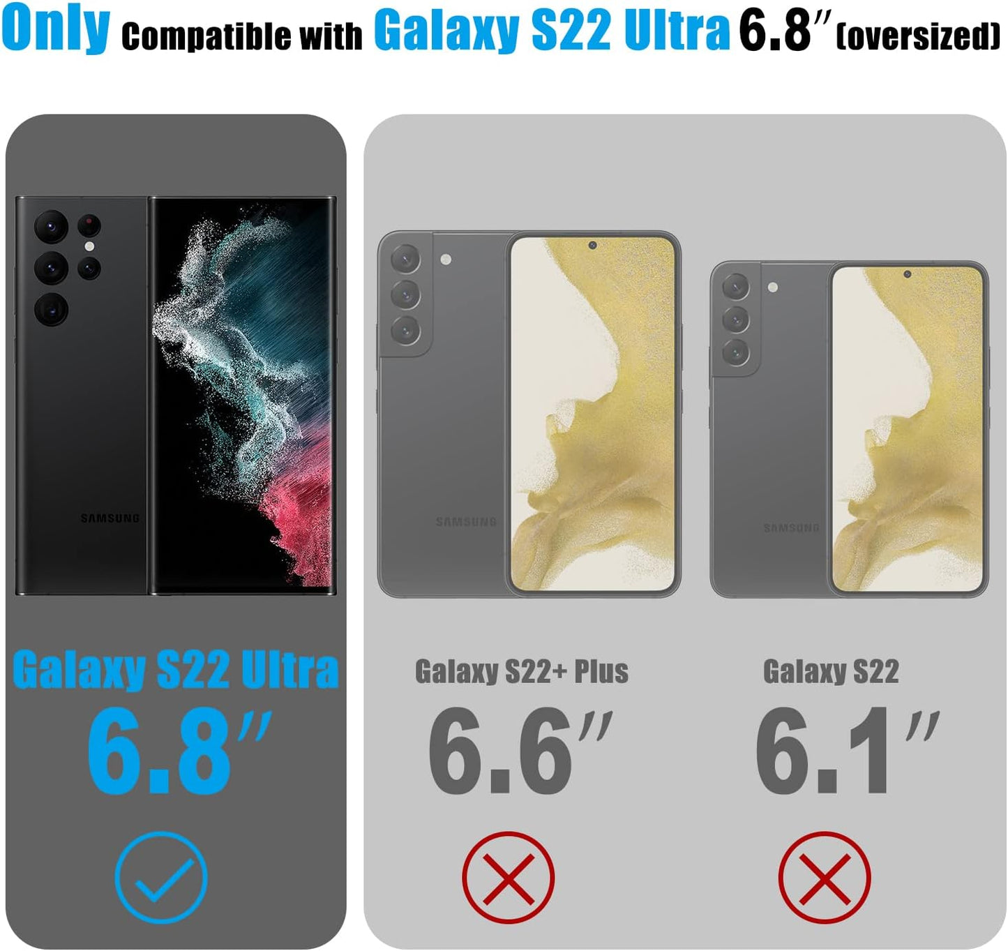 Esdot Military Grade Case for Samsung Galaxy S22 Ultra, 21ft Drop Test Rugged Cover with Fashion Designs for Women,