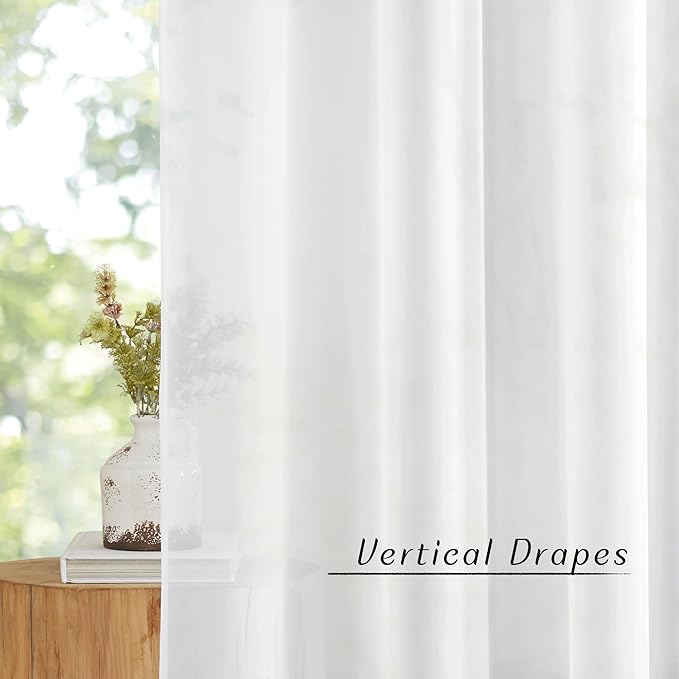 NICETOWN White Sheer 102 inch Curtains for Living Room, Grommet Elegant and Airy Window Treatments Translucent Lightweight Drapes for Living Room/Bedroom,2 Panels, W54 x L102