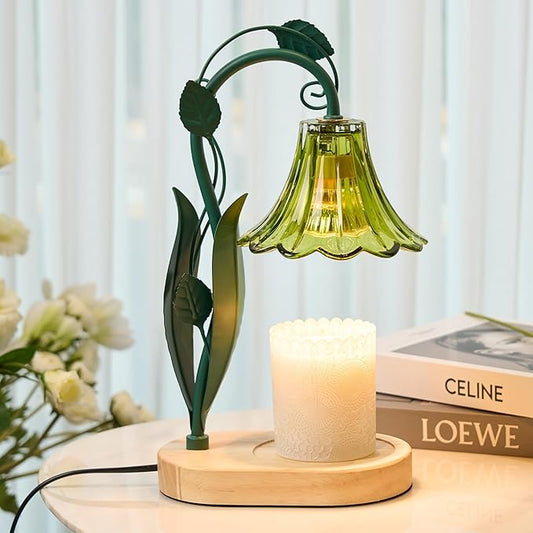 IN HAPPY Flower Candle Warmer Lamp with Timer, Birthday Gifts for Women Mom,Housewarming Gifts New Home Decor,Wax Melt Warmer for Jar Candles with 2 Bulbs