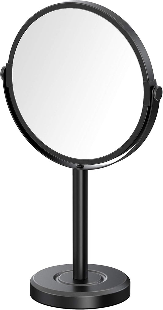 Gatco 1386MX Latitude II Makeup Mirror, Matte Black | Counter Top Makeup Mirror, 3X Magnification, Rotates 360 Degrees