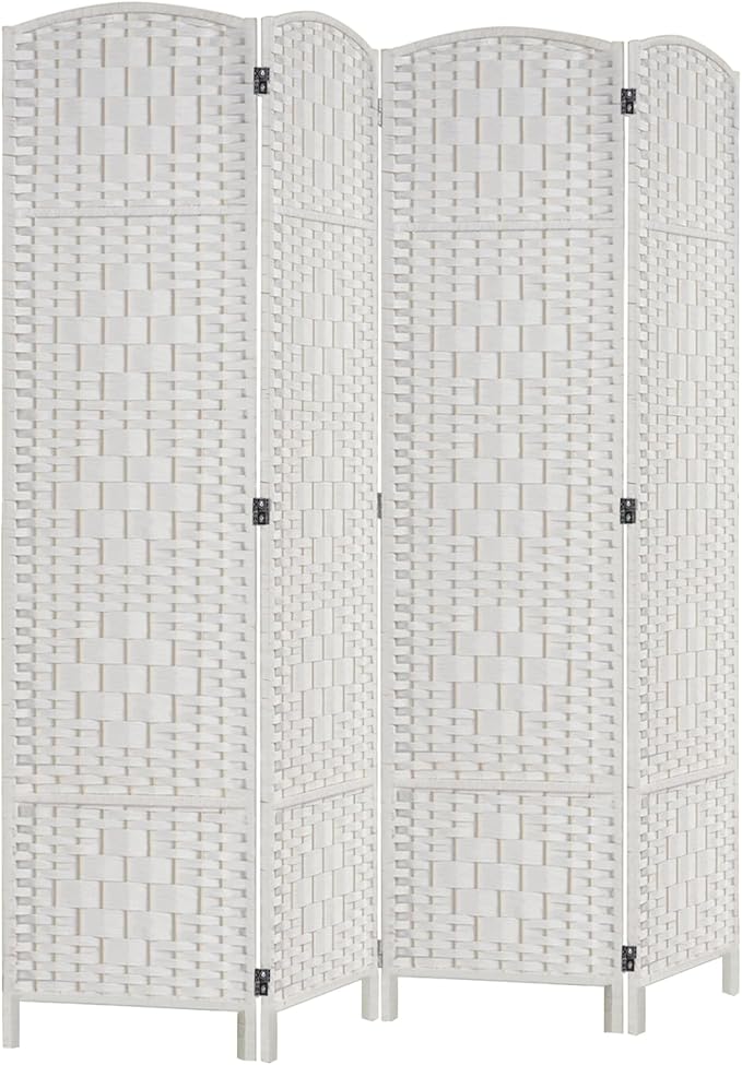 Rose Home Fashion 6 ft Tall Room Divider, Room Dividers and Folding Privacy Screens, 15.7in Privacy Screen 4 Panel Partition Temporary Wall Separation for Private, White