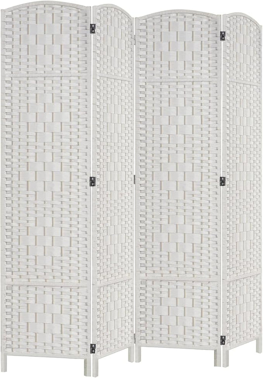 Rose Home Fashion 6 ft Tall Room Divider, Room Dividers and Folding Privacy Screens, 15.7in Privacy Screen 4 Panel Partition Temporary Wall Separation for Private, White